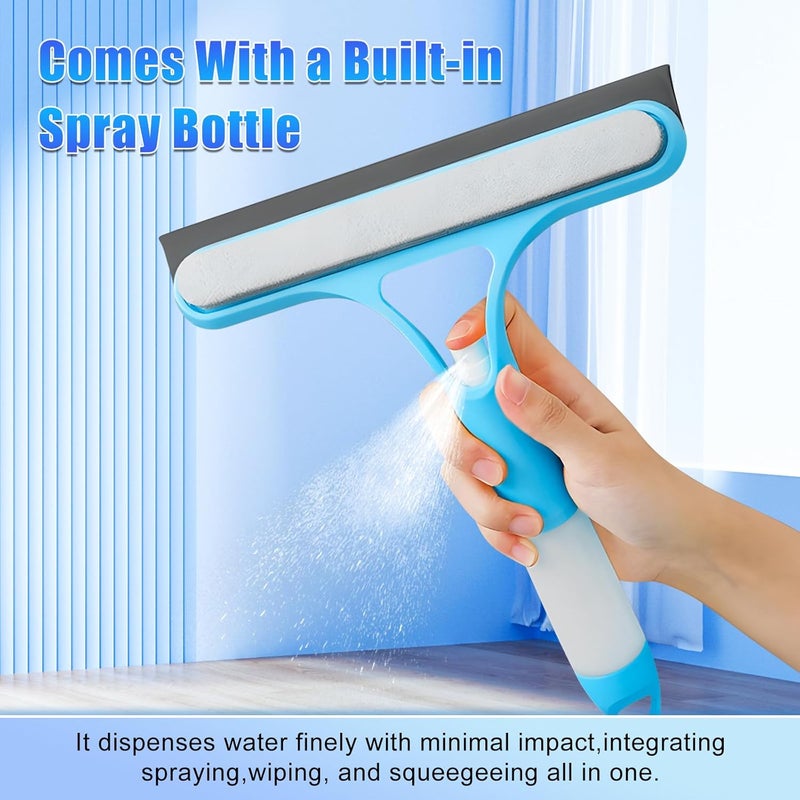EuftEale 3 in 1 Window Cleaning Scraper,New 3 in 1 Window Cleaner,Squeegee and Scrubber with Spray, for Windows, Walls,Car Windshields, Bathrooms, Kitchens, All-Purpose Window Cleaner Tool (Blue) - Image 2